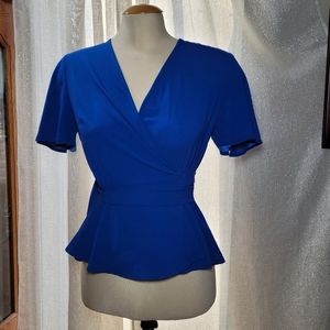 Monteau blue wrap peplum